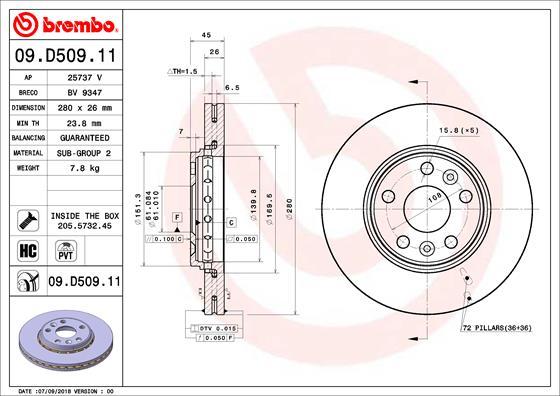 Brembo 09.D509.11 - Jarrulevy inparts.fi