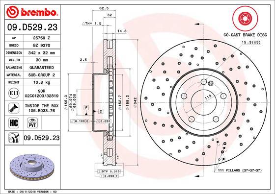 Brembo 09.D529.23 - Jarrulevy inparts.fi