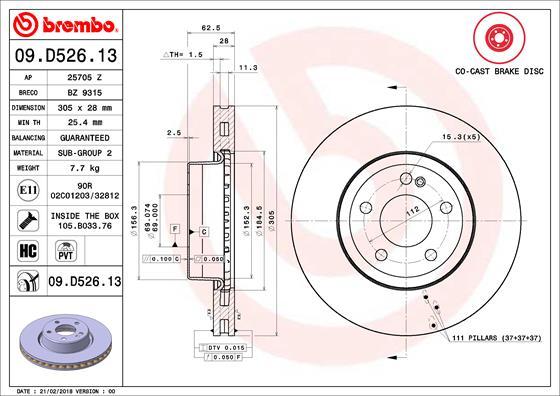 Brembo 09.D526.13 - Jarrulevy inparts.fi