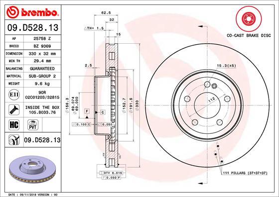 Brembo 09.D528.13 - Jarrulevy inparts.fi