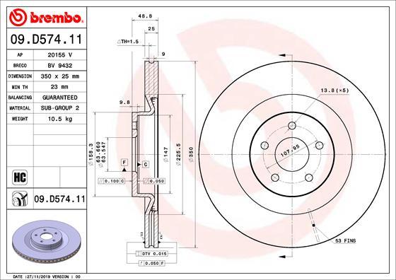 Brembo 09.D574.11 - Jarrulevy inparts.fi