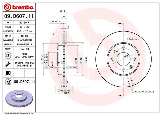 Brembo 09.D607.11 - Jarrulevy inparts.fi