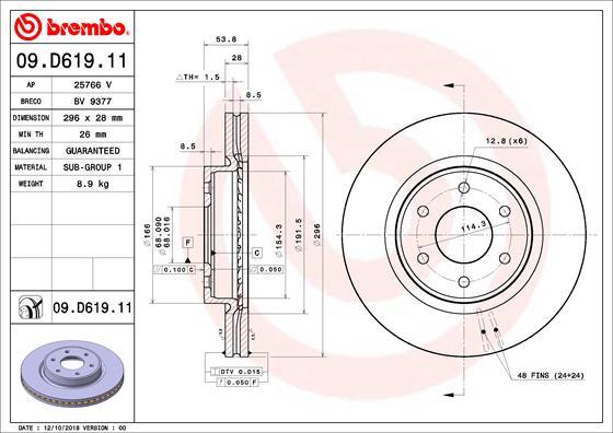 Brembo 09.D619.11 - Jarrulevy inparts.fi