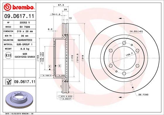 Brembo 09.D617.11 - Jarrulevy inparts.fi