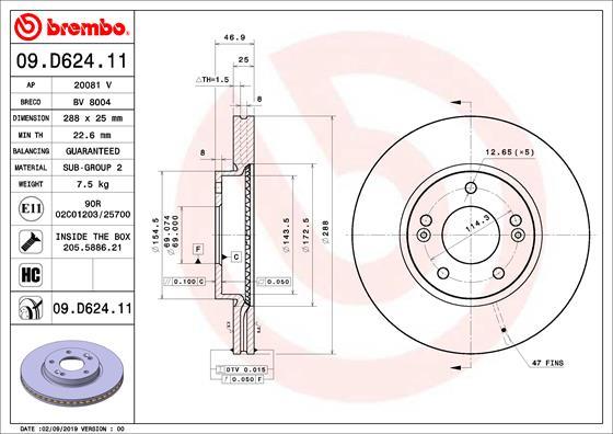 Brembo 09.D624.11 - Jarrulevy inparts.fi