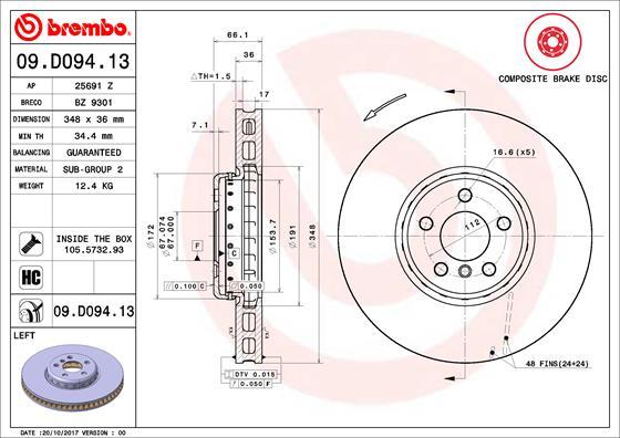 Brembo 09.D094.13 - Jarrulevy inparts.fi