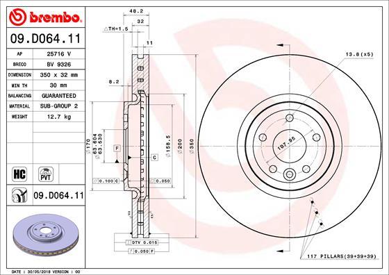 Brembo 09.D064.11 - Jarrulevy inparts.fi