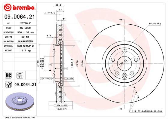 Brembo 09.D064.21 - Jarrulevy inparts.fi