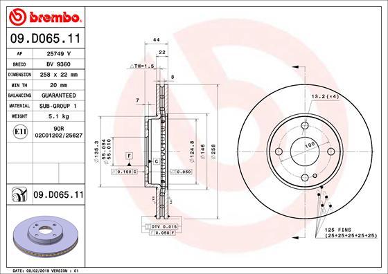 Brembo 09.D065.11 - Jarrulevy inparts.fi