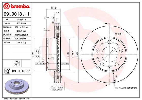 Brembo 09.D018.11 - Jarrulevy inparts.fi