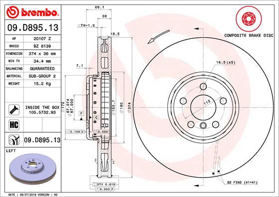 Brembo 09.D895.13 - Jarrulevy inparts.fi