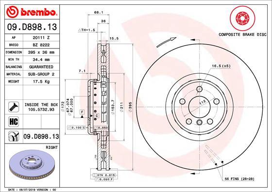 Brembo 09.D898.13 - Jarrulevy inparts.fi