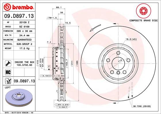 Brembo 09.D897.13 - Jarrulevy inparts.fi