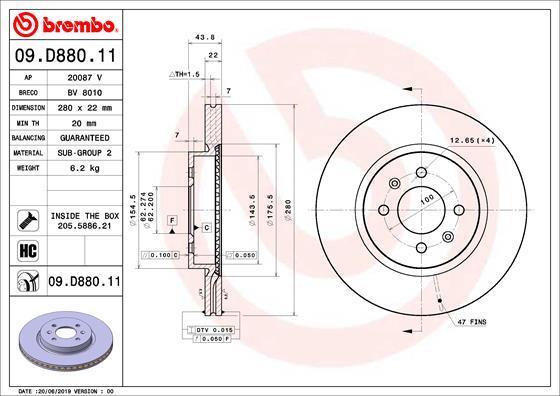 Brembo 09.D880.11 - Jarrulevy inparts.fi