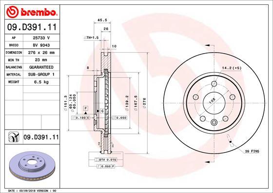 Brembo 09.D391.11 - Jarrulevy inparts.fi