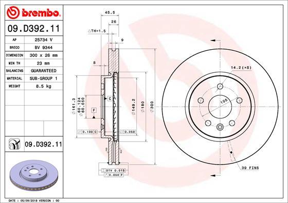 Brembo 09.D392.11 - Jarrulevy inparts.fi