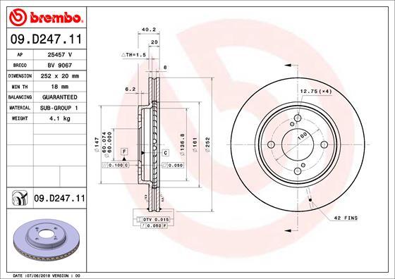 Brembo 09.D247.11 - Jarrulevy inparts.fi