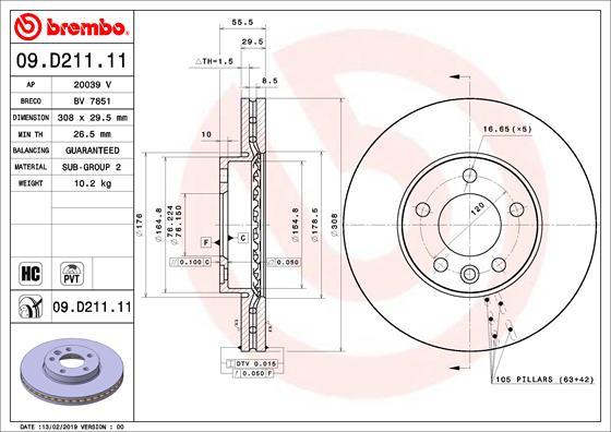 Brembo 09.D211.11 - Jarrulevy inparts.fi