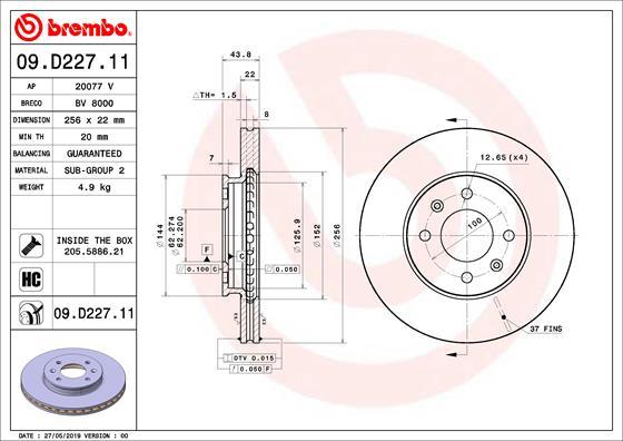 Brembo 09.D227.11 - Jarrulevy inparts.fi