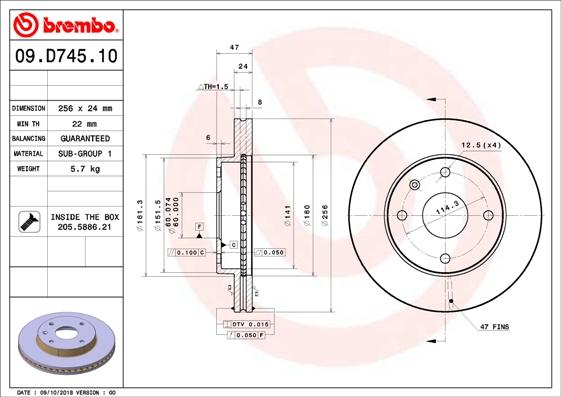 Brembo 09.D745.10 - Jarrulevy inparts.fi