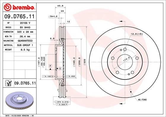 Brembo 09.D765.11 - Jarrulevy inparts.fi