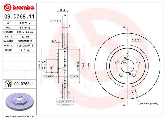 Brembo 09.D768.11 - Jarrulevy inparts.fi