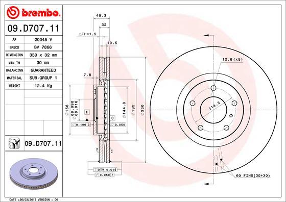 Brembo 09.D707.11 - Jarrulevy inparts.fi