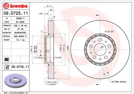 Brembo 09.D725.11 - Jarrulevy inparts.fi