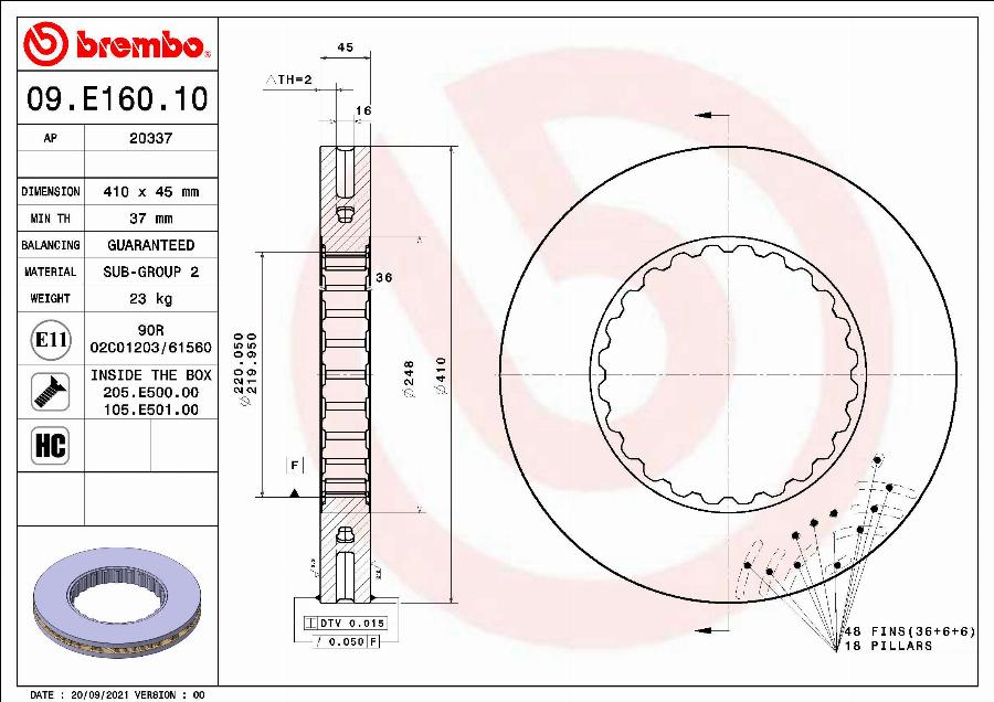 Brembo 09.E160.10 - Jarrulevy inparts.fi