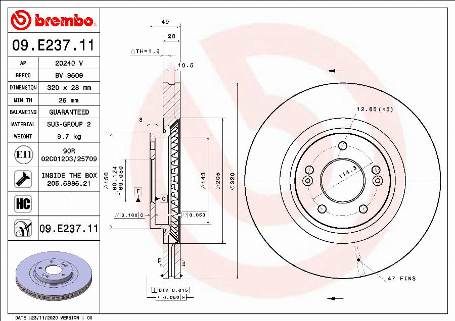 Brembo 09.E237.11 - Jarrulevy inparts.fi