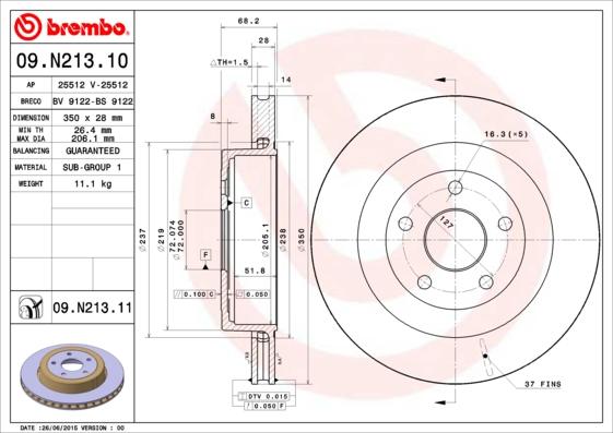 Brembo 09.N213.11 - Jarrulevy inparts.fi