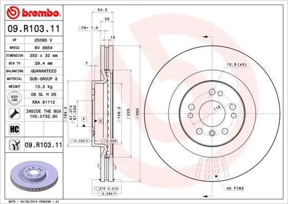 Brembo 09.R103.11 - Jarrulevy inparts.fi