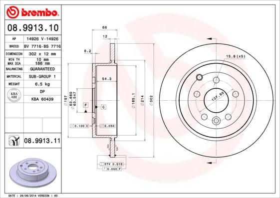 Brembo 08.9913.11 - Jarrulevy inparts.fi