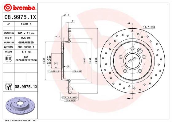 Brembo 08.9975.1X - Jarrulevy inparts.fi