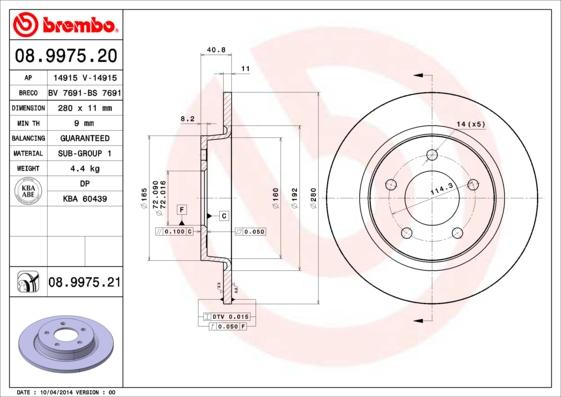 Brembo 08.9975.21 - Jarrulevy inparts.fi