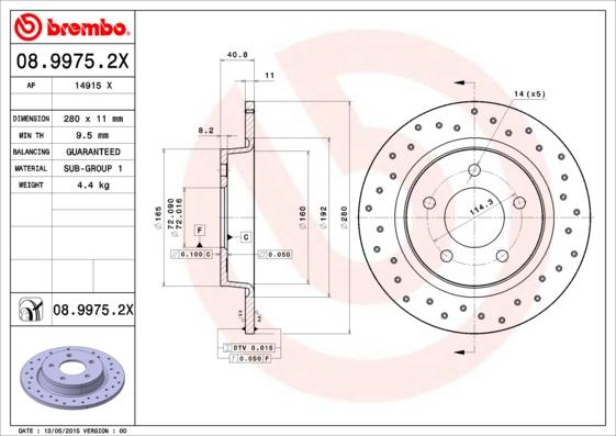 Brembo 08.9975.2X - Jarrulevy inparts.fi