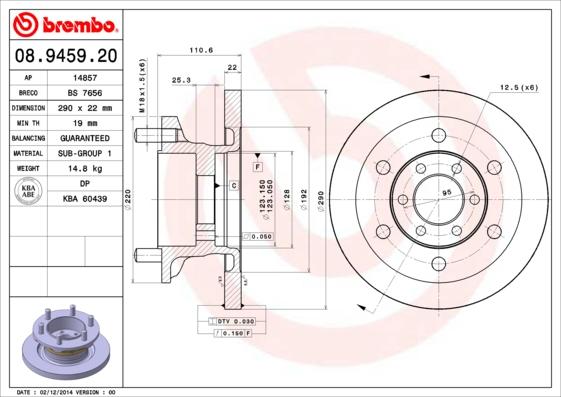 Brembo 08.9459.20 - Jarrulevy inparts.fi