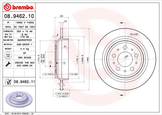 Brembo 08.9462.10 - Jarrulevy inparts.fi