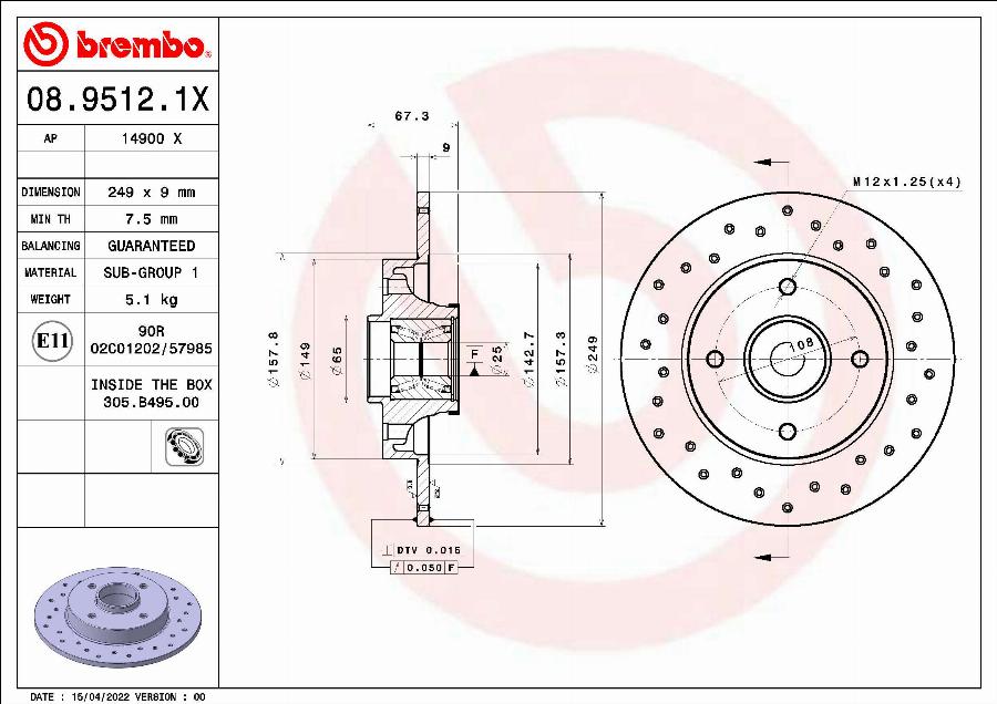 Brembo 08.9512.1X - Jarrulevy inparts.fi