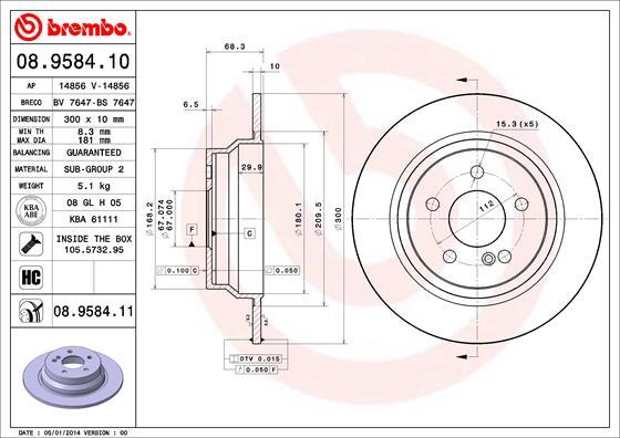 Brembo 08.9584.11 - Jarrulevy inparts.fi