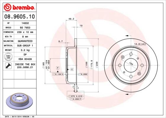 Brembo 08.9605.10 - Jarrulevy inparts.fi