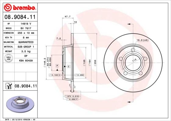 Brembo 08.9084.11 - Jarrulevy inparts.fi