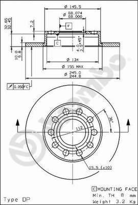 Brembo 08.9136.11 - Jarrulevy inparts.fi