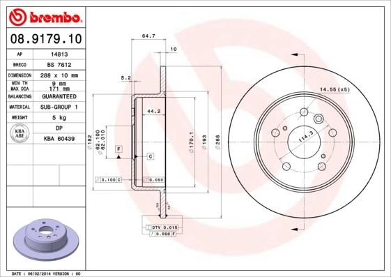 Brembo 08.9179.10 - Jarrulevy inparts.fi