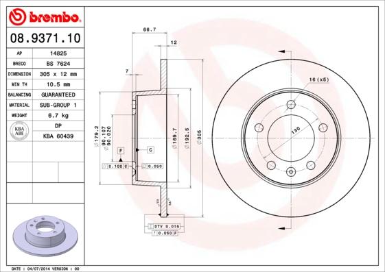 Brembo 08.9371.10 - Jarrulevy inparts.fi