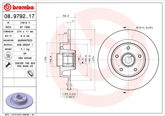 Brembo 08.9792.17 - Jarrulevy inparts.fi