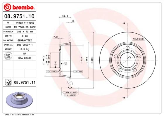 Brembo 08.9751.10 - Jarrulevy inparts.fi