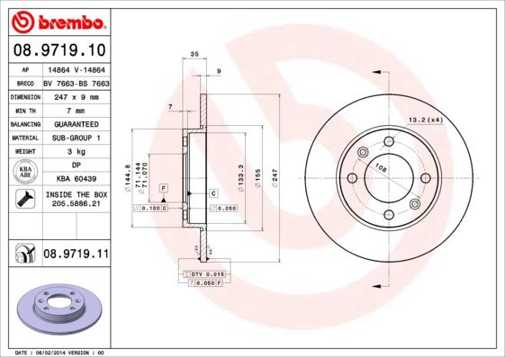 Brembo 08.9719.10 - Jarrulevy inparts.fi