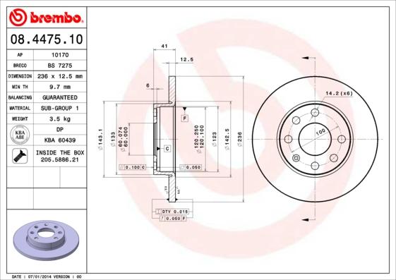 Brembo 08.4475.10 - Jarrulevy inparts.fi