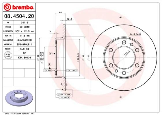 Brembo 08.4504.20 - Jarrulevy inparts.fi